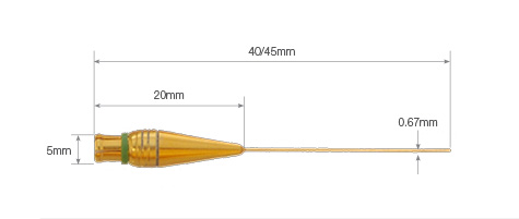 英國PA NH0200針式水聽器，0.2毫米針水聽器尺寸圖